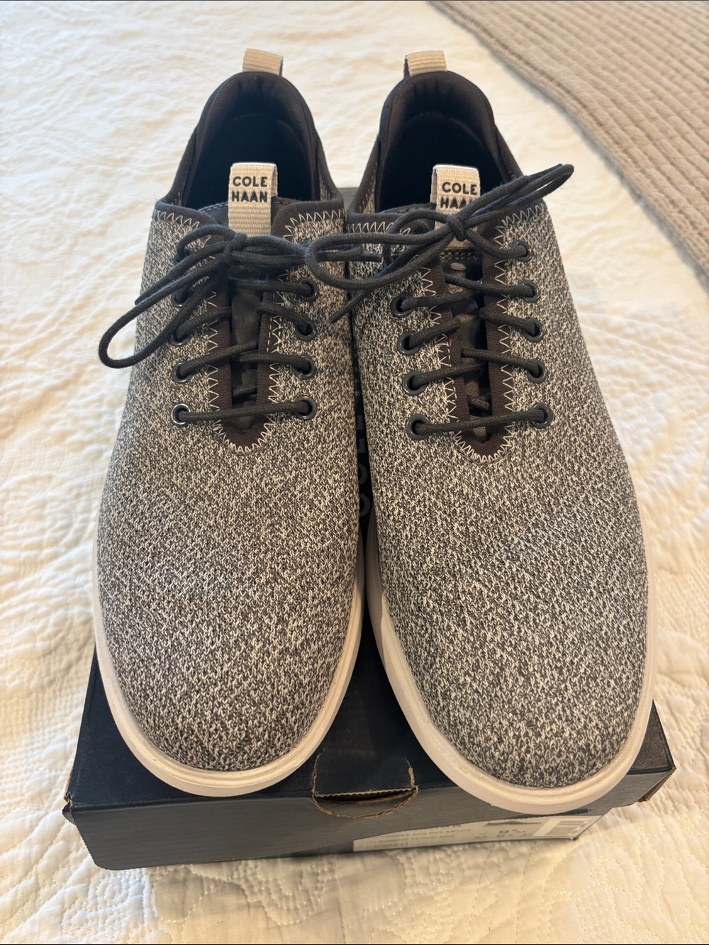 Cole Haan Men’s Black and Gray Knit Lace-Up Sneakers